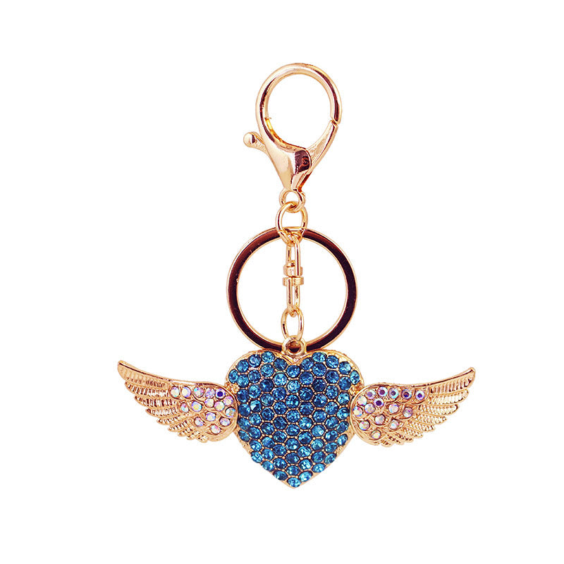 Wholesale Full Diamond Love Wings Zinc Alloy Keychains